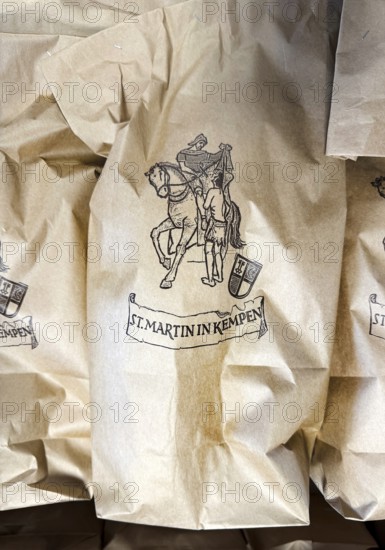 Real Martin bag filled with the so-called Blo-es, various goodies, detail, Kempen, Lower Rhine, North Rhine-Westphalia, Germany