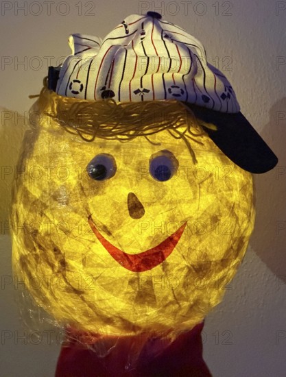 Self-made, glowing lantern for the Martin train, Old Town, Kempen, Lower Rhine, North Rhine-Westphalia, Germany