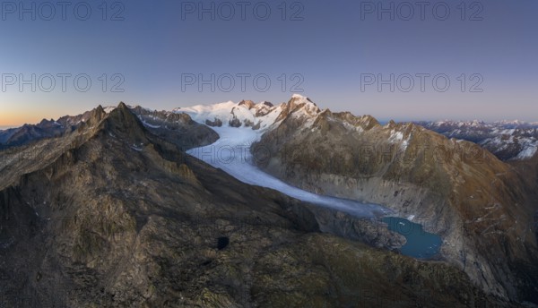 Rhone glacier with surrounding mountains, Obergoms, Valais, Switzerland