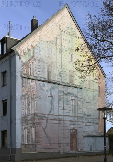 Street art on a fire wall, illusion painting, Kempen, Lower Rhine, Germany