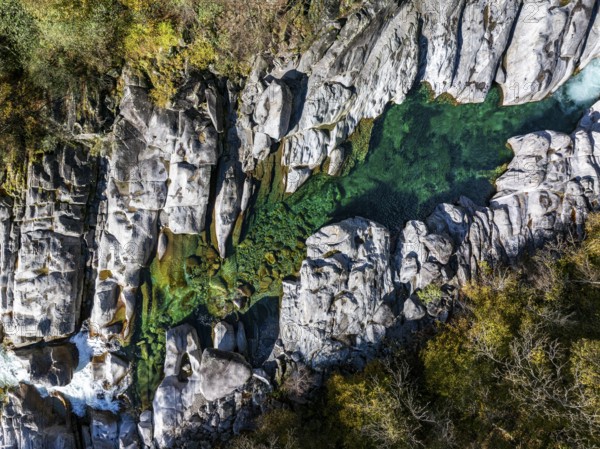 Verzasca mountain river, rock structures, Valle Verzasca, Tessin, Switzerland