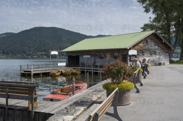 Bootsverleih an der Seepromenade, Bad Wiessee, Tegernsee, Upper Bavaria, Bavaria, Germany