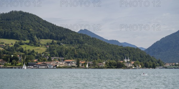 View of Tegernsee, Castle, Bad Wiessee, Upper Bavaria, Bavaria, Germany