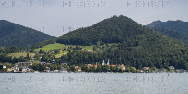 View of Tegernsee, Castle, Bad Wiessee, Tegernsee, Upper Bavaria, Bavaria, Germany