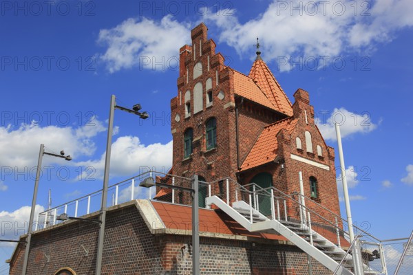 Pilot house, a heritage-protected building in the city's harbor, Stralsund, Vorpommern-Rügen district, Mecklenburg-Western Pomerania, Germany