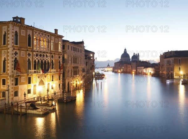 Grand Canal in the morning, view from Ponte dell'Accademia, Venice, Veneto, Italy