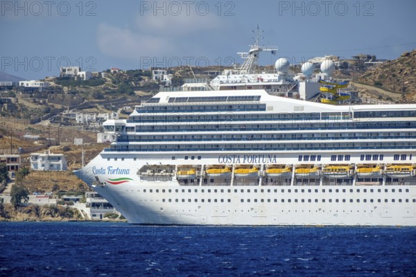 Mykonos, Cyclades, Greece - Cruise ship Costa Fortuna is in Mykonos port