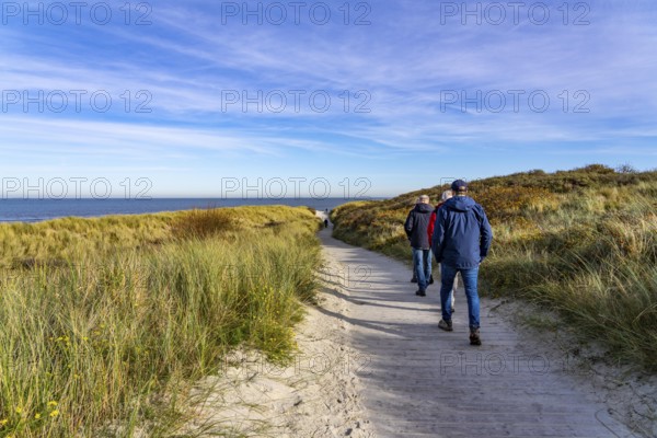 East beach of the East Frisian island of Spiekeroog, beach access through the dunes of Lower Saxony, Germany