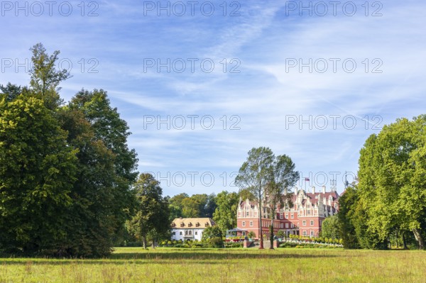 Old and New Muskau Castle, Muskauer Park, UNESCO World Heritage Site, Bad Muskau, Upper Lusatia, Saxony, Germany