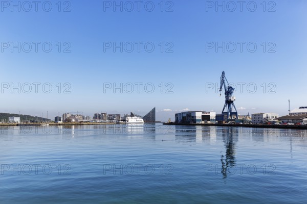 View of port facilities, container port, Aarhus, Jutland, Denmark