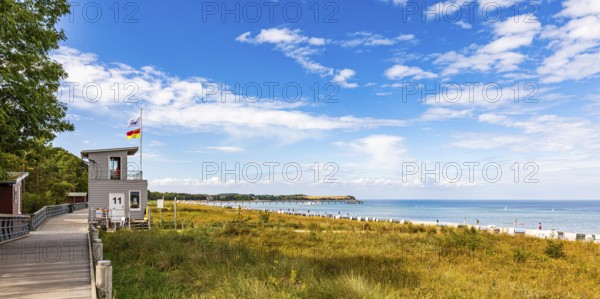 Dune promenade and beach in the seaside resort of Boltenhagen on the Baltic Sea, Mecklenburg-Western Pomerania, Germany
