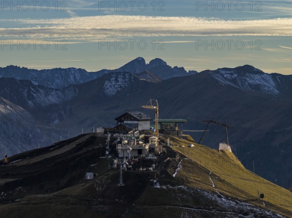 Ski lift, ski hut, construction site, construction, environmental destruction, winter sports, Sella Ronda ski area, Dolomites, Italy