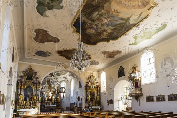 Interior view, monastery church, St. Märgen, Southern Black Forest, Black Forest, Baden-Württemberg, Germany