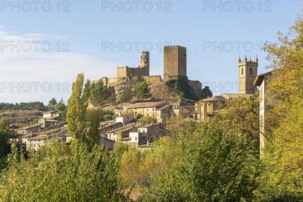 Castle of medieval village of Uncastillo, Cinco Villas, Zaragoza province, Aragon, Spain