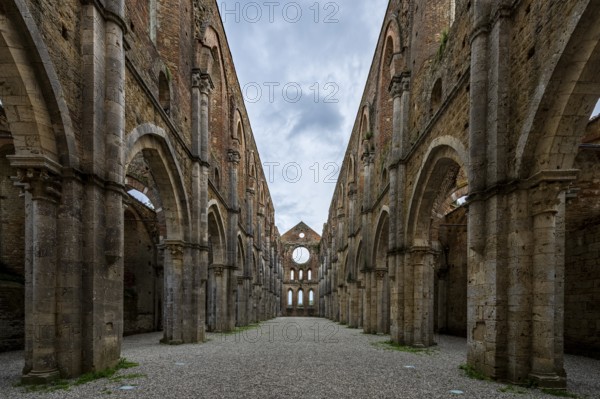 Ruins of the former Abbey of San Galgano, Tuscany, Italy
