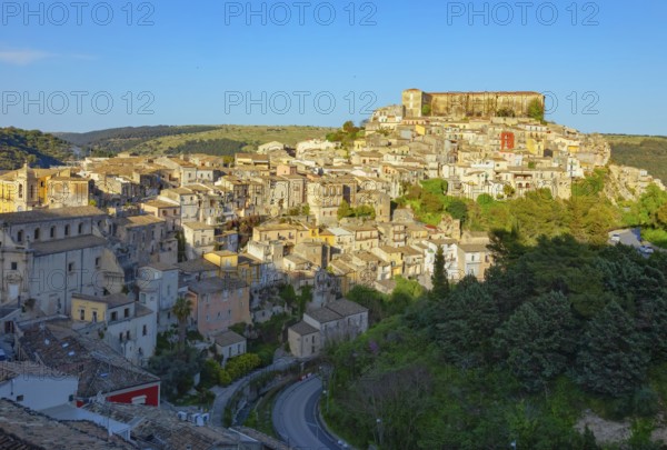 Elevated view of Ragusa Ibla historic town, Ragusa Ibla, Ragusa province, Sicily, Italy