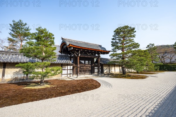 Kare-san-sui rock garden, Zen garden, Tenryu-ji, Zen Buddhist temple complex, Sagatenryuji Susukinobabacho, Kyoto, Japan