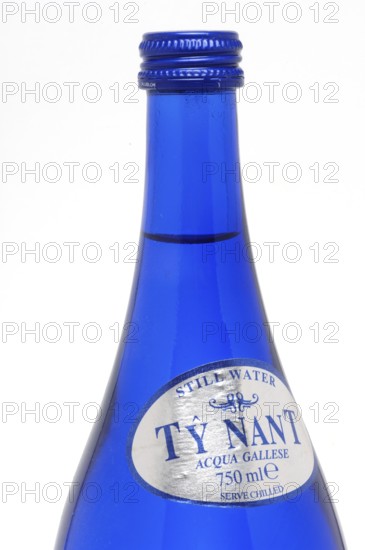 Mineral water, Ty Nant, in blue designer bottle, water from Wales, is considered one of the best spring water in the world