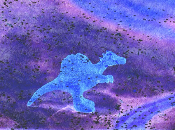 Miniature dinosaur composing, in studio, North Rhine-Westphalia, Germany