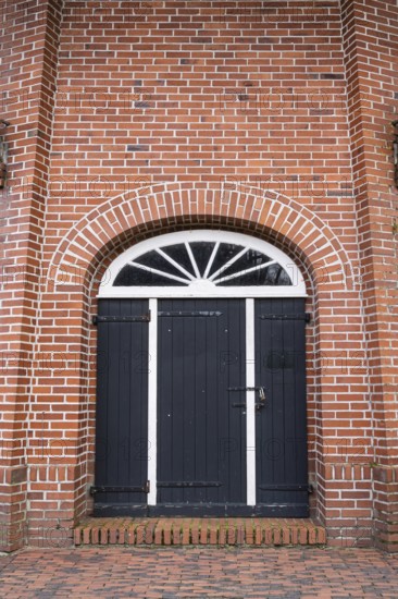 Entrance to a historic windmill, Bad Zwischenahn, Lower Saxony, Germany