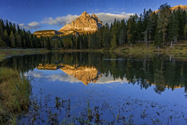Mountain lake, mountains, reflection, sunny, evening light, Lake Antorno, Lake Antorno, Three Peaks, Dolomites, Italy