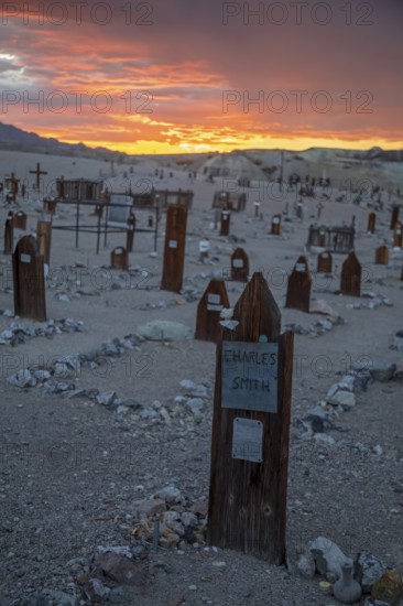 Tonopah, Nevada - Old Tonopah Cemetery at sunset