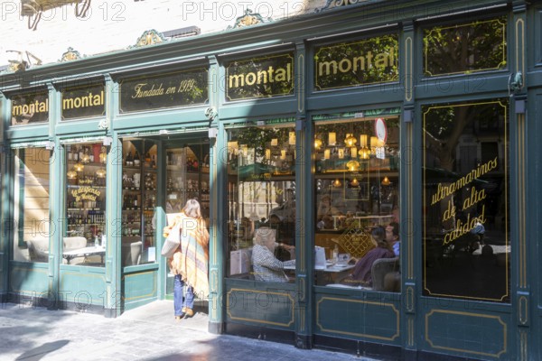 Montal historic cafe restaurant and shop, Plaza de San Filipe, Zaragoza, Aragon, Spain, Europe founded 1919