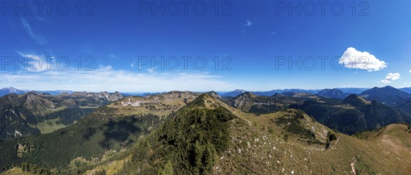 Drone shot, view of the summit of Egelseehörndl, Postalm, Osterhorn Group, Salzkammergut, Province of Salzburg, Austria