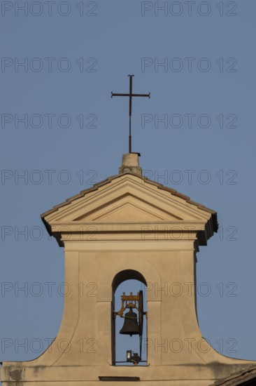 Bell tower of a church in the city of Rome, Italy