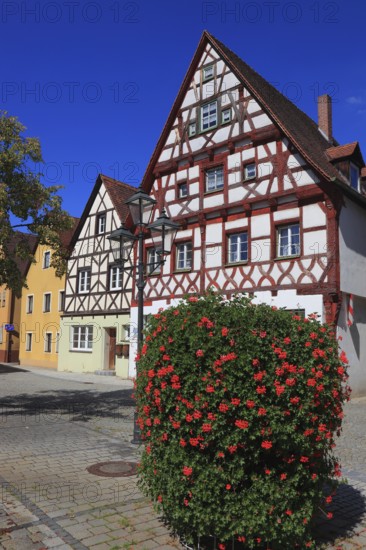 Fachwerkhäuser am Rathausplatz, city of Heideck in the district of Roth, Middle Franconia, Bavaria, Germany