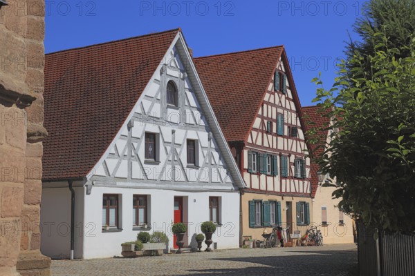 Half-timbered houses in the old town, town of Heideck in the district of Roth, Middle Franconia, Bavaria, Germany