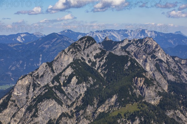 View from Braunedlkogel to Rinnkogel and Rettenkogel, Postalm, Osterhorn Group, Salzkammergut, Province of Salzburg, Austria