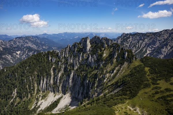 View from Braunedlkogel to Scharfen, Postalm, Osterhorn Group, Salzkammergut, Province of Salzburg, Austria