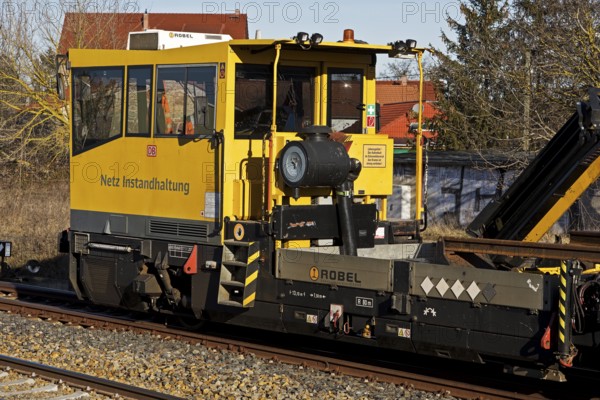 Network maintenance, railway station, Halberstadt, Saxony-Anhalt, Germany