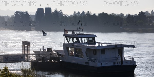 Rhine ferries mermaid at the pier on the river Rhine, Erpel, opposite the Ludendorff bridge on the Remagen side, Rhineland-Palatinate, Germany