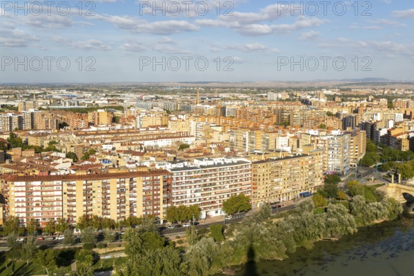 Modern apartment block buildings Arrabal residential inner suburb, city of Zaragoza, Aragon, Spain