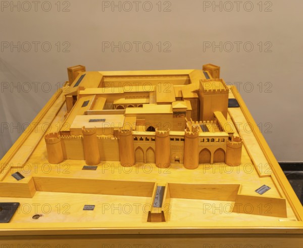 Scale model of castle Aljafería Palace, Zaragoza, Aragon, Spain