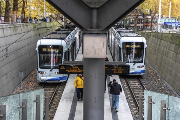 Bogestra station Rathaus Bochum, tram, subway, directly at the town hall, Hans-Böckler-Straße, North Rhine-Westphalia, Germany