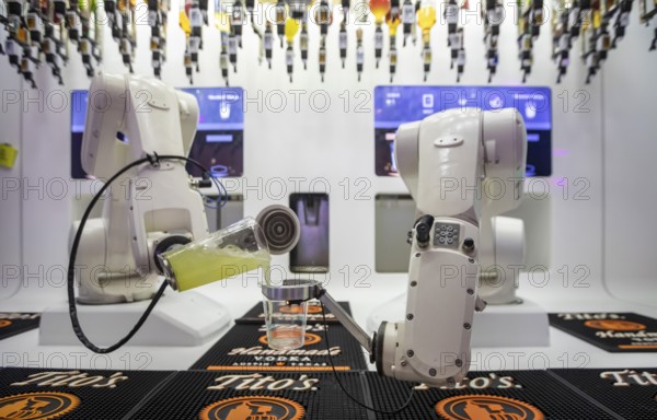 Las Vegas, Nevada - Robotic bartenders mix and serve drinks at the 'Tipsy Robot' in the Venetian Resort