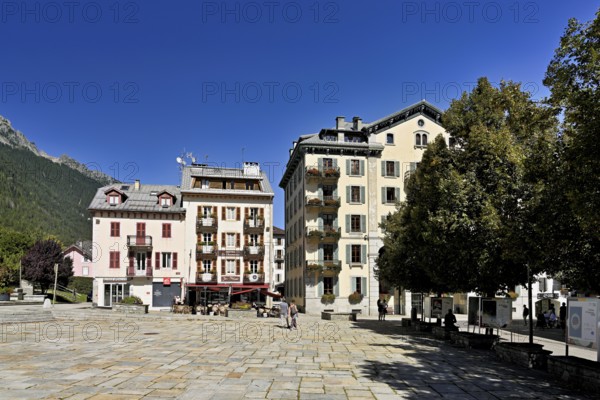 Pedestrian zone in the city center, Chamonix-Mont-Blanc, Haute-Savoie, France