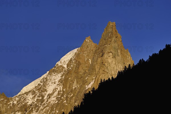 Aiguille du Dru in the evening light, Chamonix-Mont-Blanc, Haute-Savoie, France