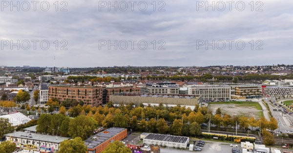 New use of the site of the former freight yard in Bad Cannstatt. Around 850 apartments, commercial spaces, parks, squares and roads are being built on 25 hectares. Stuttgart, Baden-Württemberg, Germany