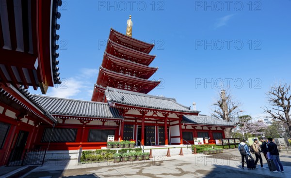 Five-story pagoda, Buddhist temple complex, Asakusa shrine or Senso-ji temple, Asakusa, Tokyo, Japan