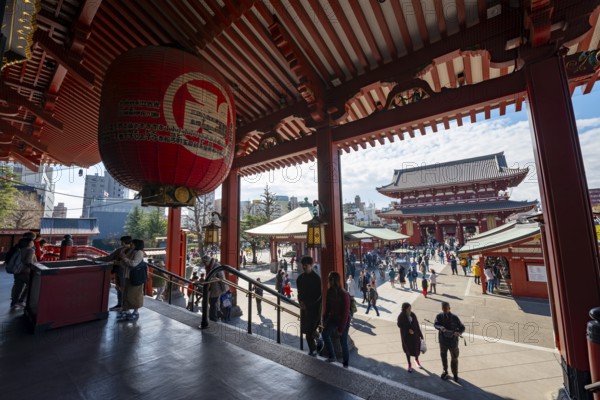 Buddhist temple complex, main hall, Asakusa shrine or Senso-ji temple, Asakusa, Tokyo, Japan