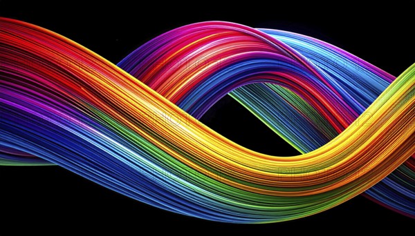 Abstract digital art featuring vibrant, intersecting neon lines creating a geometric pattern, Intersecting neon lines form a vibrant abstract geometric grid against a black background, Seamless looping illustration, colorful diagonal lines, creating a modern dynamic template background, vibrant colored lines and geometric forms for business or technology wallpaper, AI generated