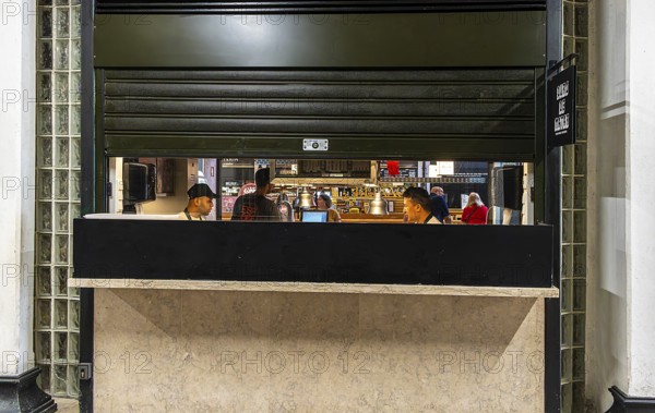 The Mercadeo da Ribeira, also known as TimeOut Market, is the best address for Portuguese specialties and international cuisine. Historic market hall at Cais do Sodré station, Lisbon, Portugal