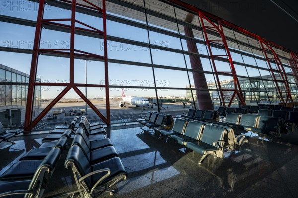 Waiting area in airport terminal, Beijing airport, China