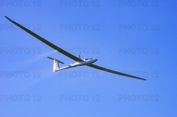 A Schempp-Hirth Nimbus 4M motor glider, D-KAOL registration, during a screening as part of an air show at the Rossfeld Air Sports Association on Rossfeld in Metzingen-Glems, Baden-Württemberg, Germany, for editorial use only