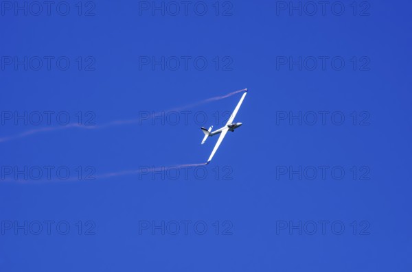 A Marganski Swift S-1 glider, registration D-3168, during a demonstration as part of an air show at the Fliegerbergfest of the Rossfeld Luftsportverein in Metzingen-Glems, Baden-Württemberg, Germany, for editorial use only