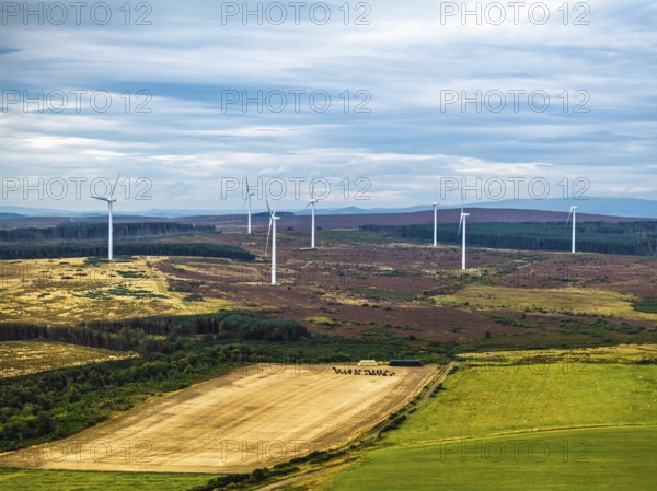 Wind Farm over fields and moors in Nord England